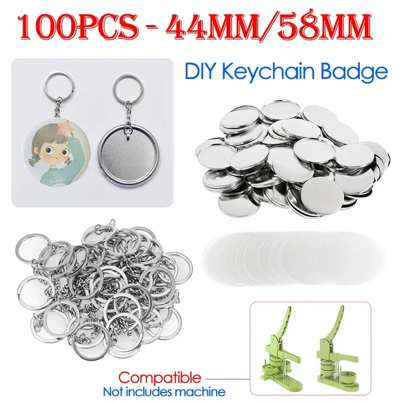 Button Badge Blank - 100 buah 44mm 58mm gantungan kunci